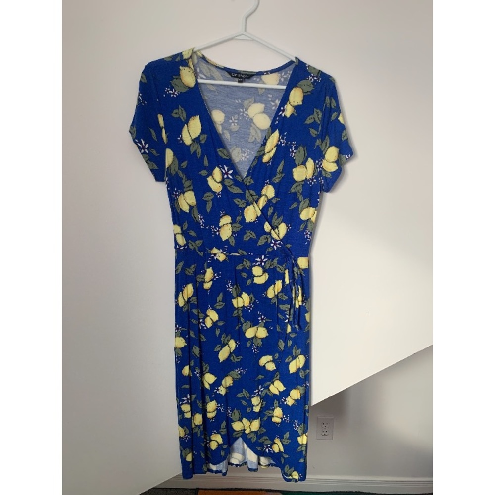 Lemon Print Tie-Waist Dress